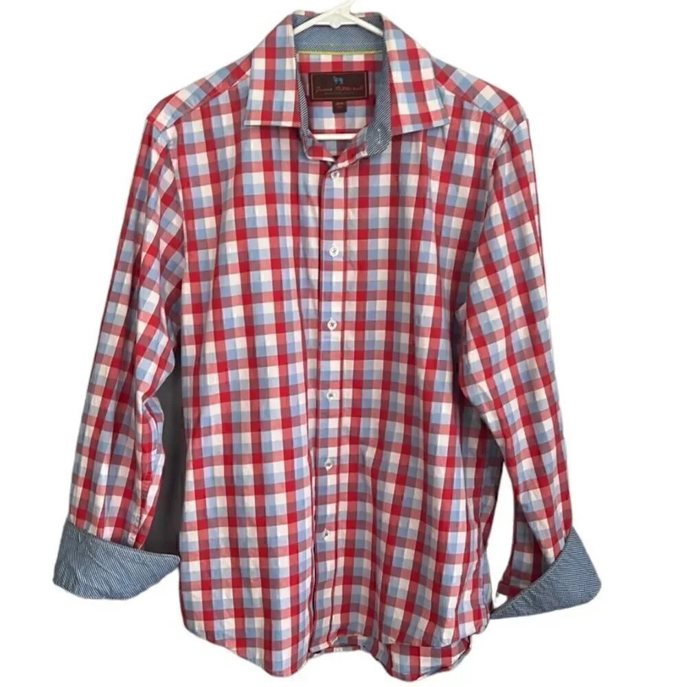 James Tatersall Men’s Medium contrast cuff buttons down long sleeved shirt
